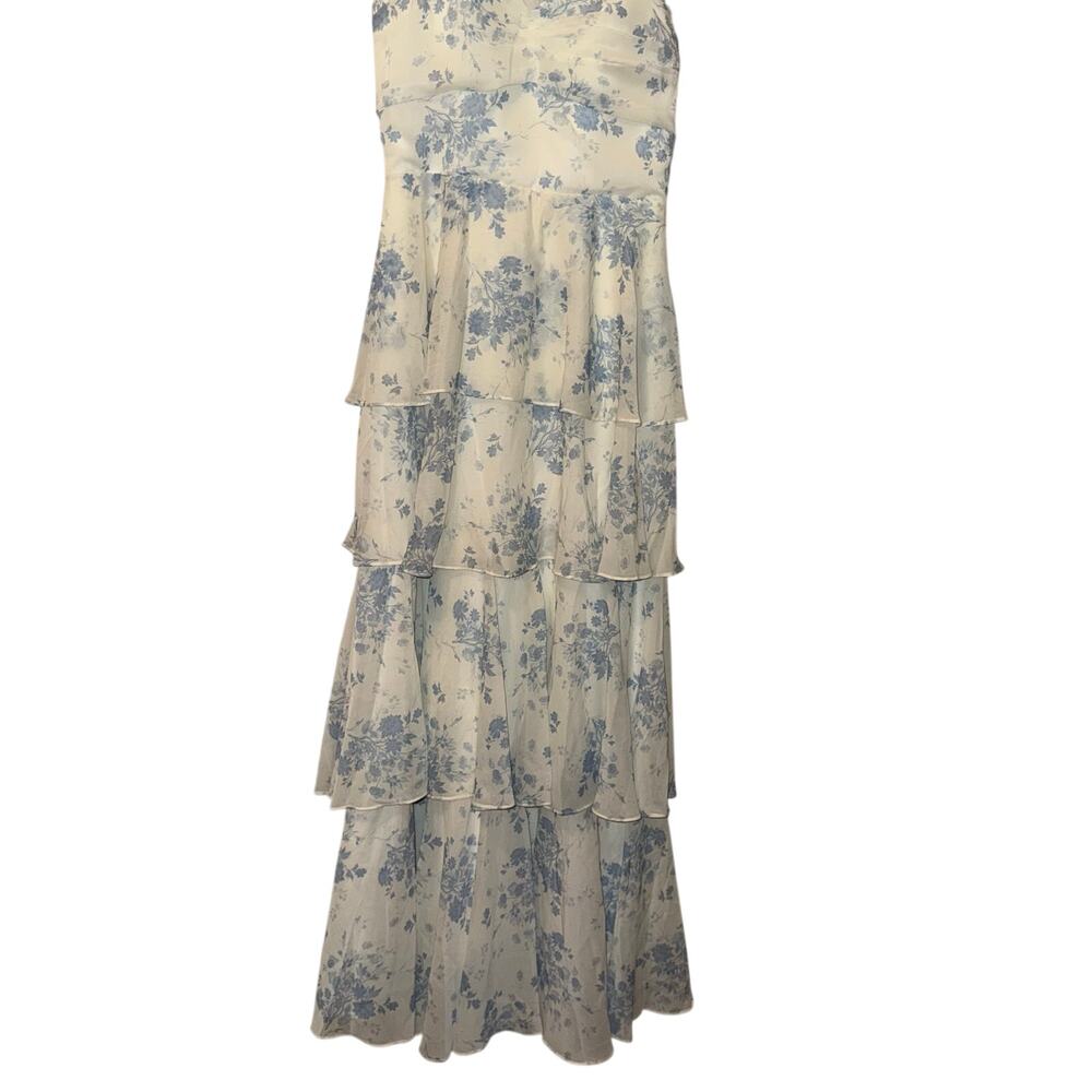 Special Occasion Tiered Floral Dress Romantic Ruffle Strap Sweetheart Neck Sz 8 - Picture 4 of 6